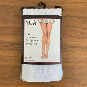 Music Legs White Fishnet Pantyhose